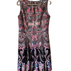 Roz & Ali NWT Abstract Fit & Flare Dress Metal Keyhole Neck Detail Plus Size 16